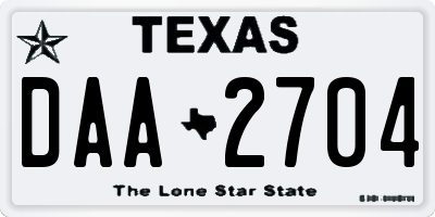 TX license plate DAA2704