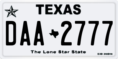 TX license plate DAA2777