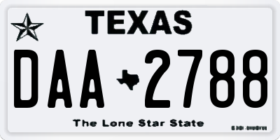 TX license plate DAA2788