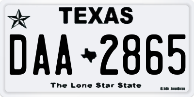 TX license plate DAA2865