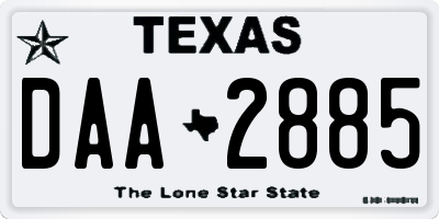 TX license plate DAA2885