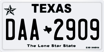 TX license plate DAA2909