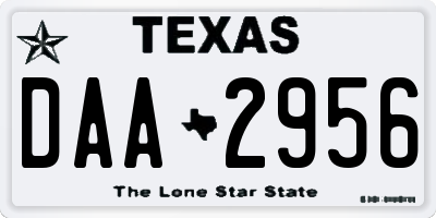 TX license plate DAA2956