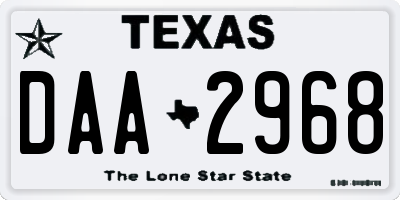 TX license plate DAA2968