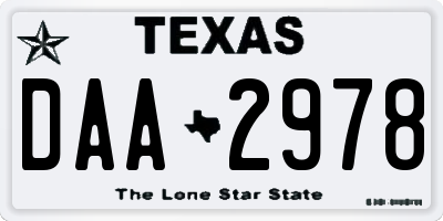 TX license plate DAA2978