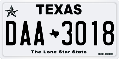 TX license plate DAA3018