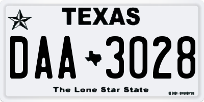 TX license plate DAA3028
