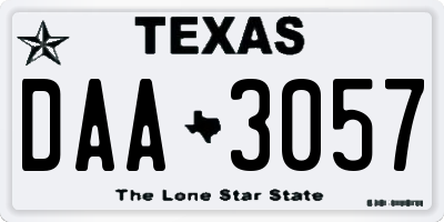 TX license plate DAA3057