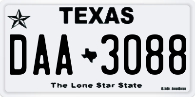 TX license plate DAA3088