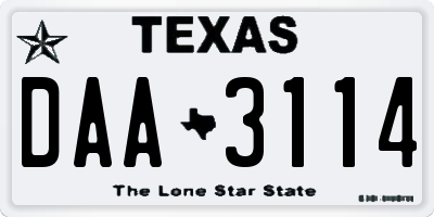 TX license plate DAA3114