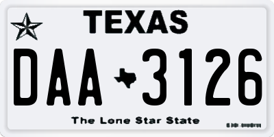TX license plate DAA3126