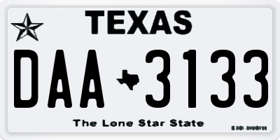 TX license plate DAA3133