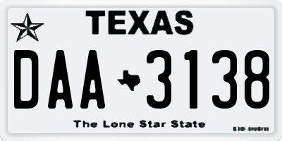 TX license plate DAA3138