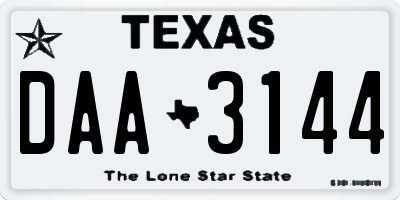 TX license plate DAA3144