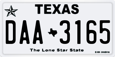 TX license plate DAA3165