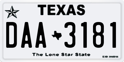 TX license plate DAA3181