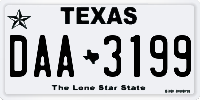 TX license plate DAA3199