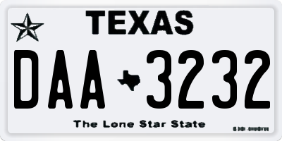 TX license plate DAA3232