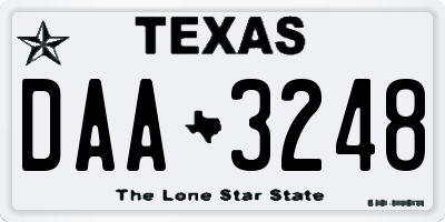 TX license plate DAA3248