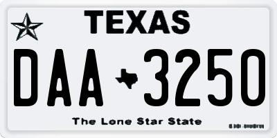TX license plate DAA3250