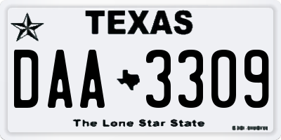 TX license plate DAA3309
