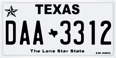 TX license plate DAA3312