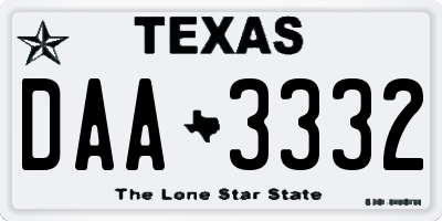 TX license plate DAA3332