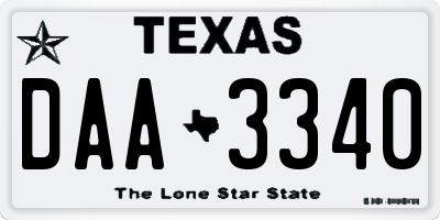 TX license plate DAA3340