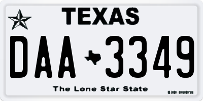 TX license plate DAA3349