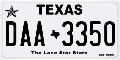 TX license plate DAA3350