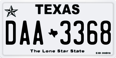 TX license plate DAA3368