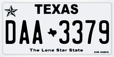 TX license plate DAA3379
