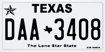 TX license plate DAA3408