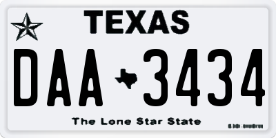 TX license plate DAA3434