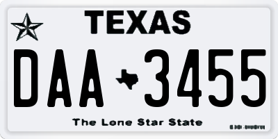 TX license plate DAA3455