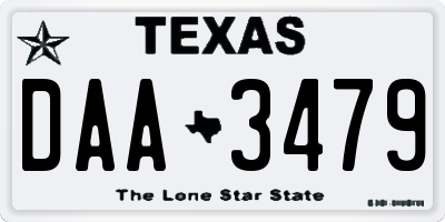 TX license plate DAA3479
