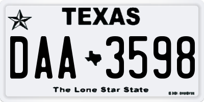 TX license plate DAA3598