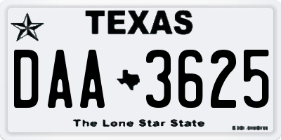 TX license plate DAA3625