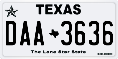 TX license plate DAA3636