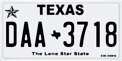 TX license plate DAA3718