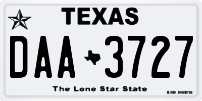 TX license plate DAA3727