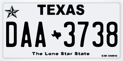 TX license plate DAA3738