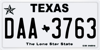 TX license plate DAA3763