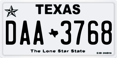 TX license plate DAA3768