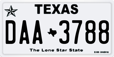 TX license plate DAA3788