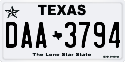 TX license plate DAA3794
