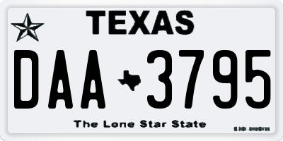 TX license plate DAA3795