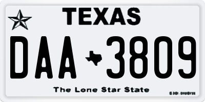 TX license plate DAA3809