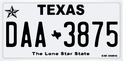TX license plate DAA3875