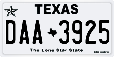 TX license plate DAA3925